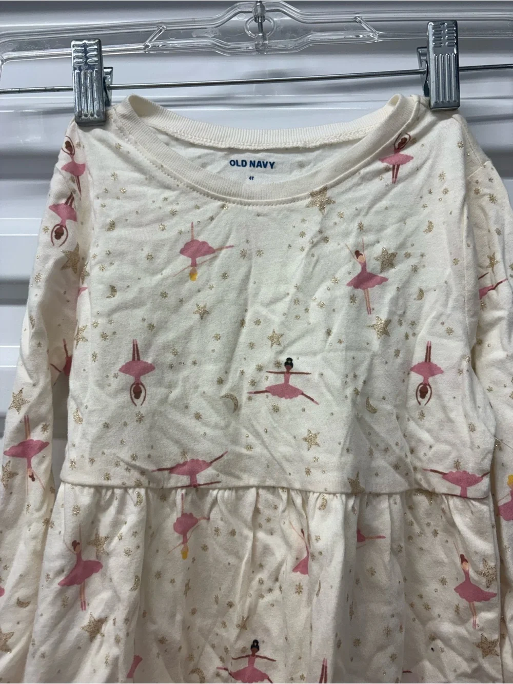 Old Navy Girls 4T Fit & Flare Long Sleeve Ivory Ballet Ballerina Dress